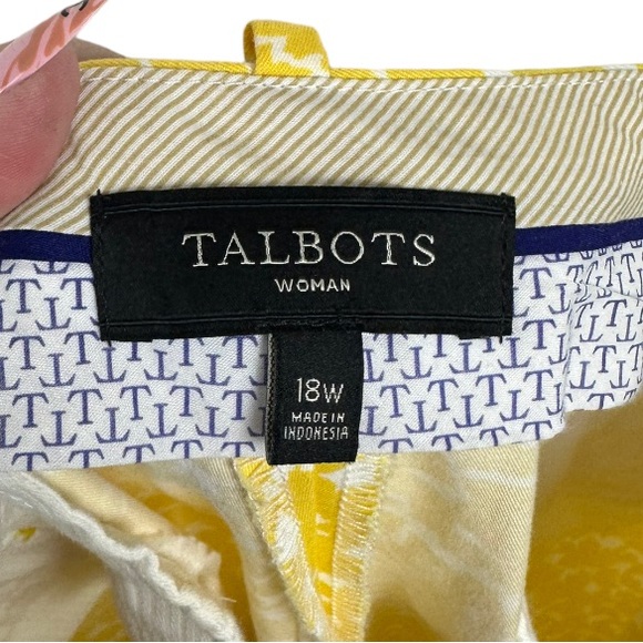 Talbots Cropped Pants Yellow Patterned Size 18W - Picture 6 of 8